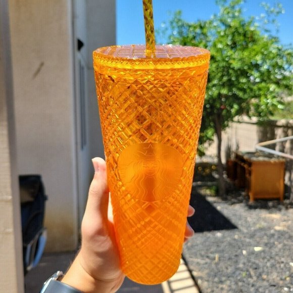 Starbucks Summer 2022 Mango Ombre Jeweled Tumbler Cold Cup Venti 24oz - Picture 2 of 8